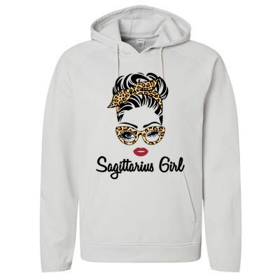 Sagittarius Face Leopard Bandana Wink Eye Gift Performance Fleece Hoodie