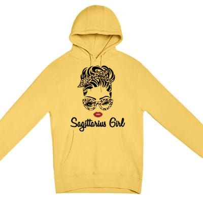 Sagittarius Face Leopard Bandana Wink Eye Gift Premium Pullover Hoodie