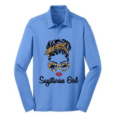 Sagittarius Face Leopard Bandana Wink Eye Gift Silk Touch Performance Long Sleeve Polo