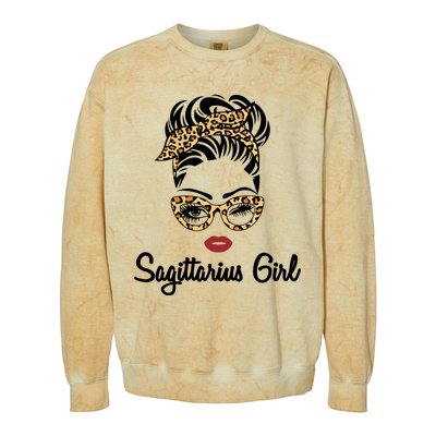 Sagittarius Face Leopard Bandana Wink Eye Gift Colorblast Crewneck Sweatshirt