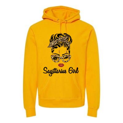 Sagittarius Face Leopard Bandana Wink Eye Gift Premium Hoodie