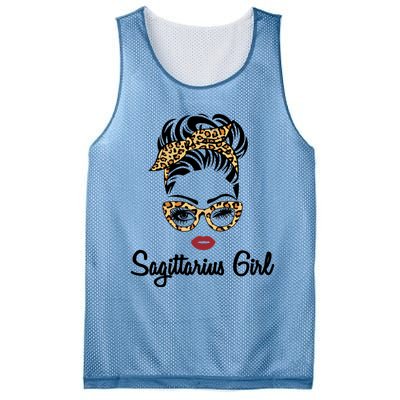 Sagittarius Face Leopard Bandana Wink Eye Gift Mesh Reversible Basketball Jersey Tank