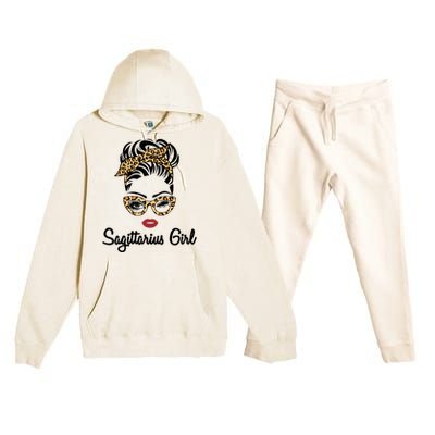 Sagittarius Face Leopard Bandana Wink Eye Gift Premium Hooded Sweatsuit Set