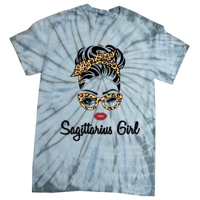 Sagittarius Face Leopard Bandana Wink Eye Gift Tie-Dye T-Shirt