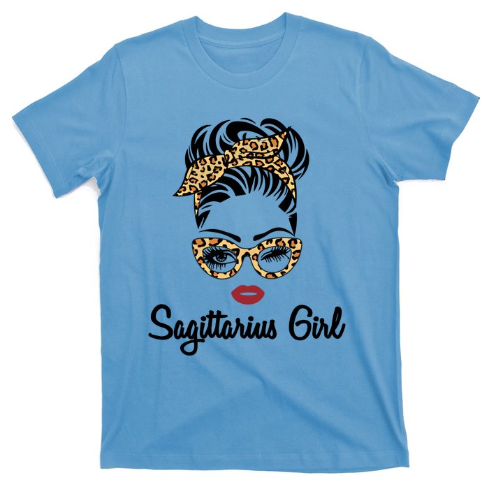 Sagittarius Face Leopard Bandana Wink Eye Gift T-Shirt