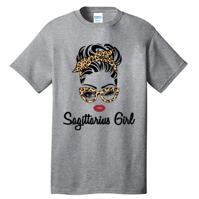 Sagittarius Face Leopard Bandana Wink Eye Gift Tall T-Shirt