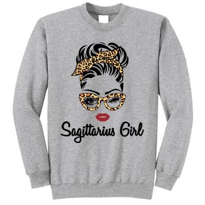 Sagittarius Face Leopard Bandana Wink Eye Gift Tall Sweatshirt