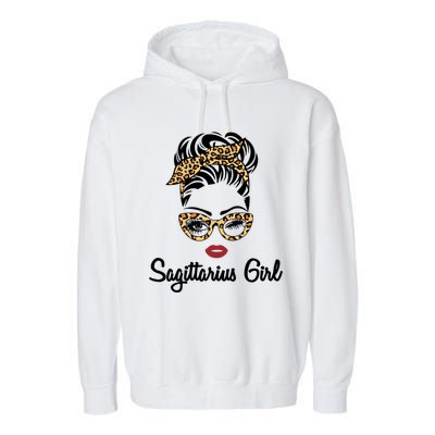 Sagittarius Face Leopard Bandana Wink Eye Gift Garment-Dyed Fleece Hoodie