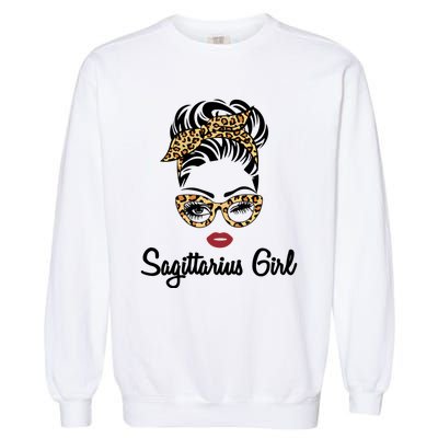 Sagittarius Face Leopard Bandana Wink Eye Gift Garment-Dyed Sweatshirt