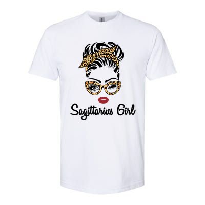 Sagittarius Face Leopard Bandana Wink Eye Gift Softstyle CVC T-Shirt