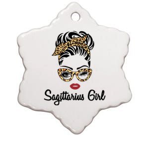 Sagittarius Face Leopard Bandana Wink Eye Gift Ceramic Star Ornament