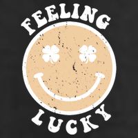 Shamrock Feeling Lucky Retro Smiley 7 Panel Mesh Trucker Snapback Hat