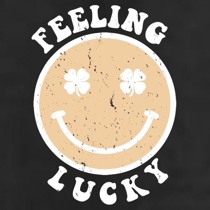 Shamrock Feeling Lucky Retro Smiley 7 Panel Mesh Trucker Snapback Hat