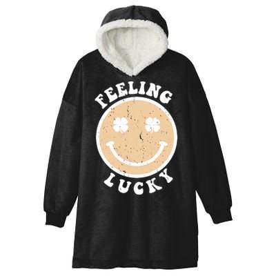 Shamrock Feeling Lucky Retro Smiley Hooded Wearable Blanket