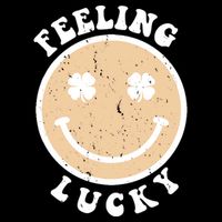 Shamrock Feeling Lucky Retro Smiley Drawstring Bag