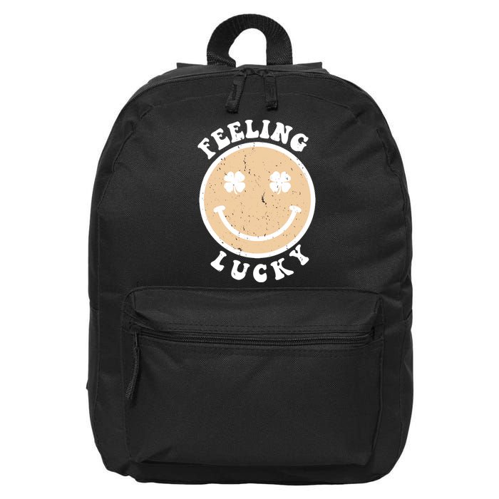 Shamrock Feeling Lucky Retro Smiley 16 in Basic Backpack