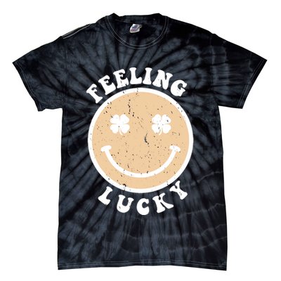 Shamrock Feeling Lucky Retro Smiley Tie-Dye T-Shirt
