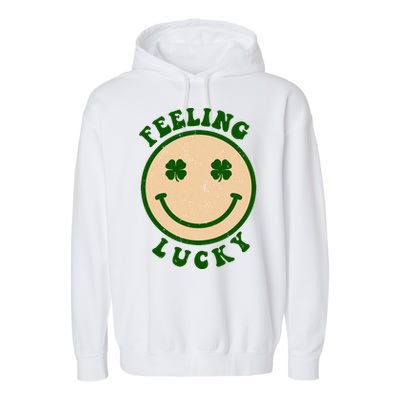 Shamrock Feeling Lucky Retro Smiley Garment-Dyed Fleece Hoodie