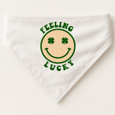 Shamrock Feeling Lucky Retro Smiley USA-Made Doggie Bandana