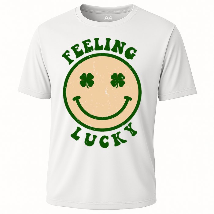 Shamrock Feeling Lucky Retro Smiley Cooling Performance Crew T-Shirt