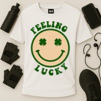Shamrock Feeling Lucky Retro Smiley Cooling Performance Crew T-Shirt