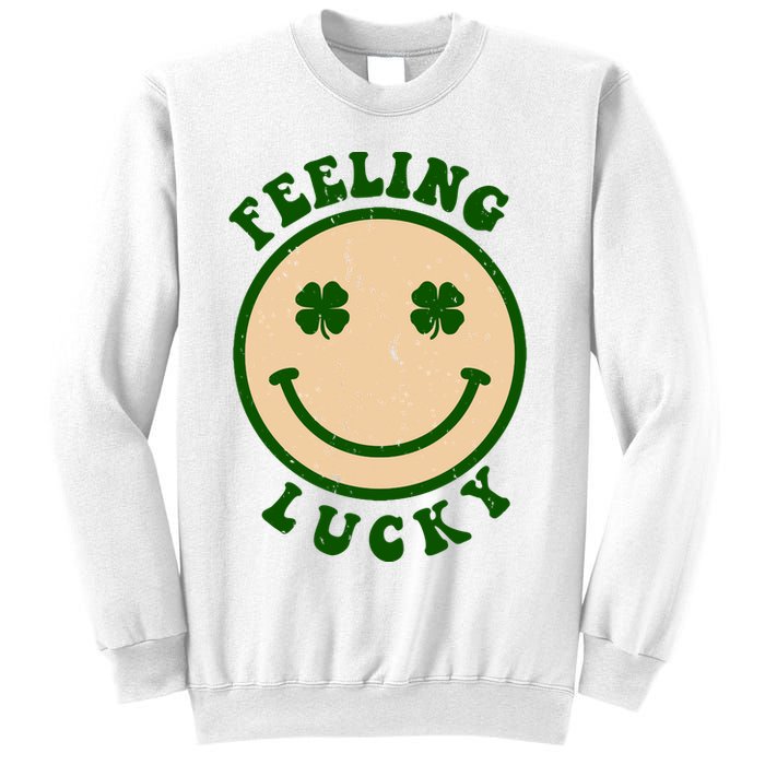 Shamrock Feeling Lucky Retro Smiley Sweatshirt