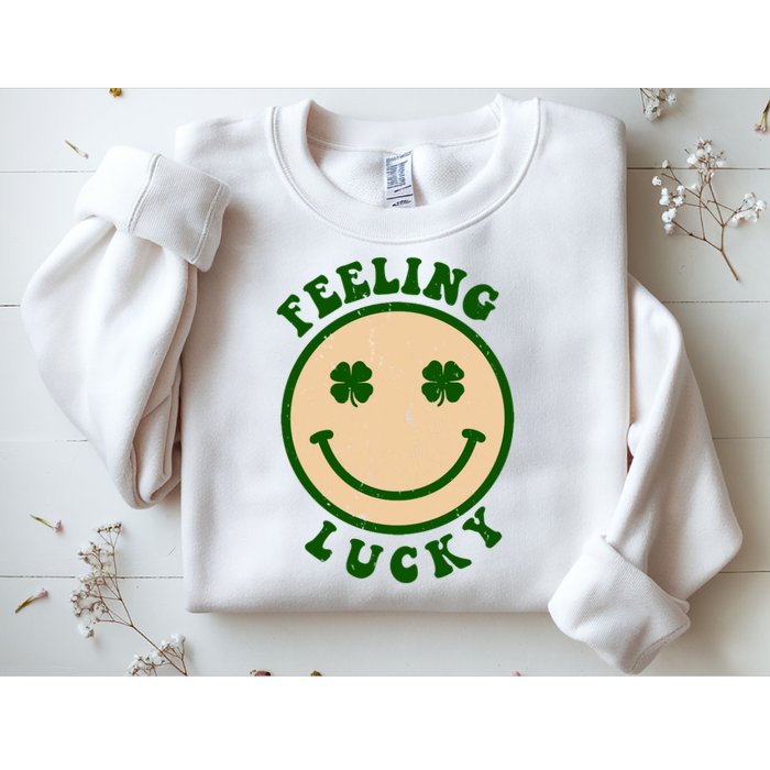 Shamrock Feeling Lucky Retro Smiley Sweatshirt