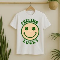 Shamrock Feeling Lucky Retro Smiley T-Shirt