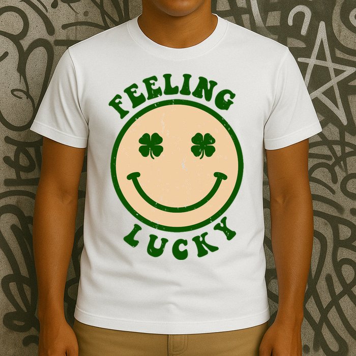 Shamrock Feeling Lucky Retro Smiley T-Shirt