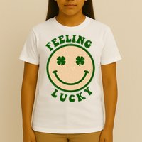 Shamrock Feeling Lucky Retro Smiley T-Shirt
