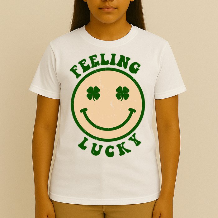 Shamrock Feeling Lucky Retro Smiley T-Shirt