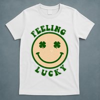 Shamrock Feeling Lucky Retro Smiley T-Shirt