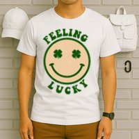 Shamrock Feeling Lucky Retro Smiley T-Shirt