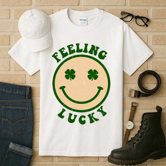 Shamrock Feeling Lucky Retro Smiley Tall T-Shirt