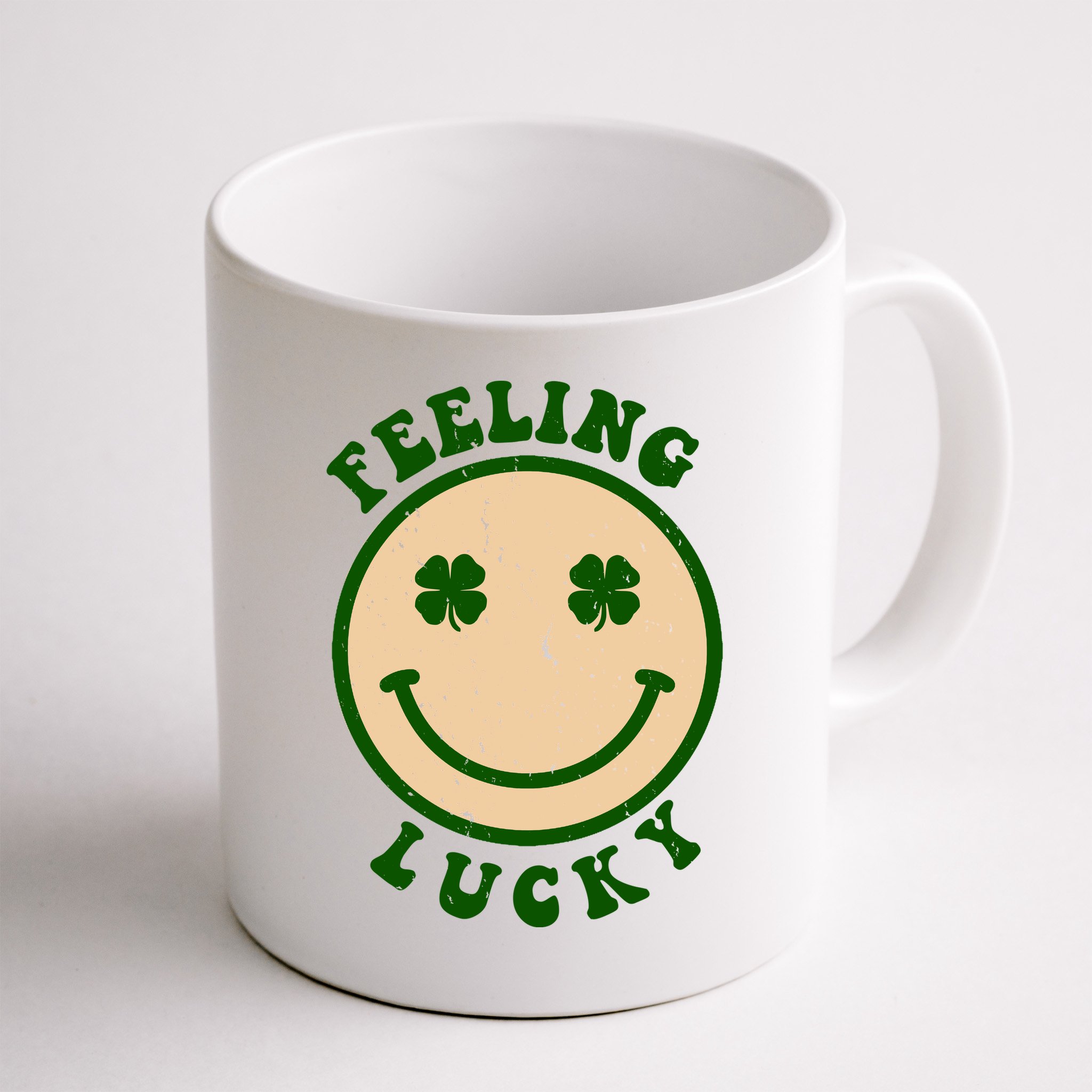 Shamrock Feeling Lucky Retro Smiley Mug