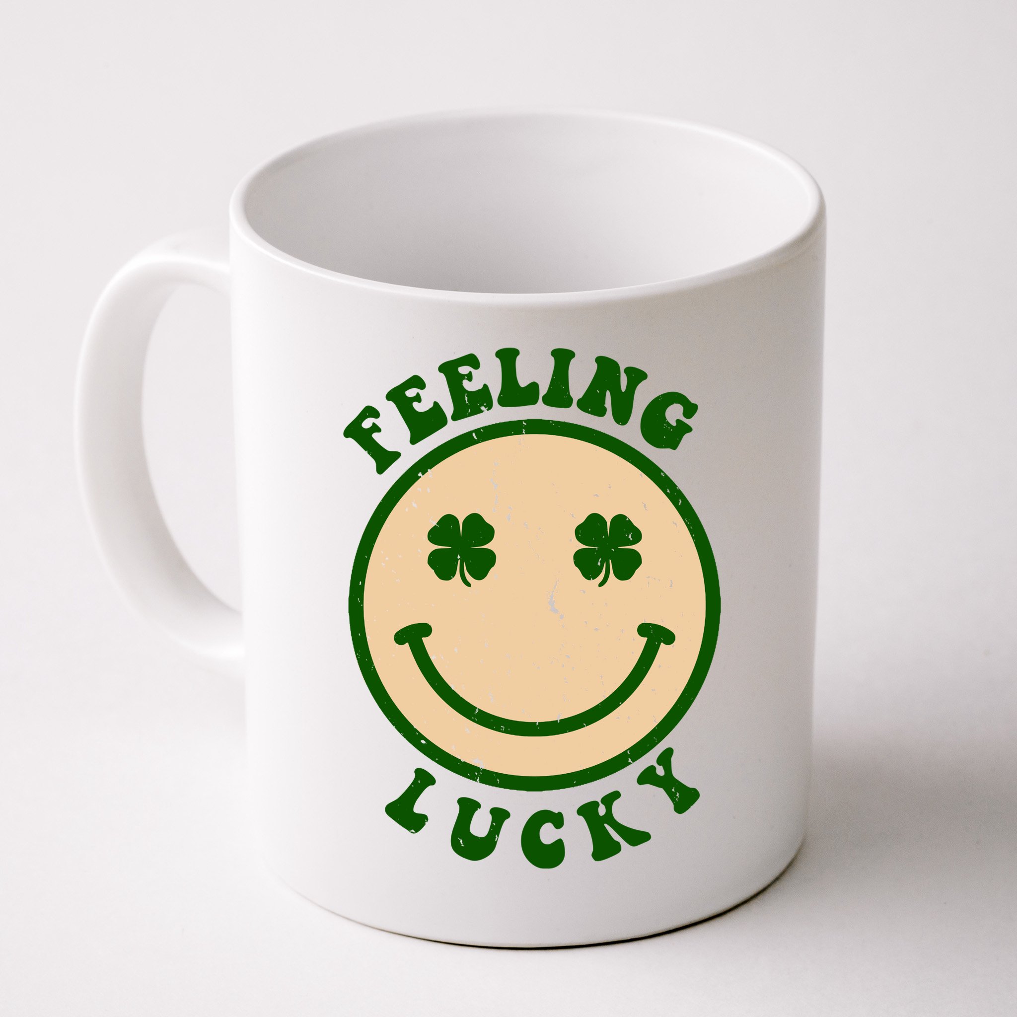 Shamrock Feeling Lucky Retro Smiley Mug