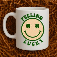 Shamrock Feeling Lucky Retro Smiley Mug