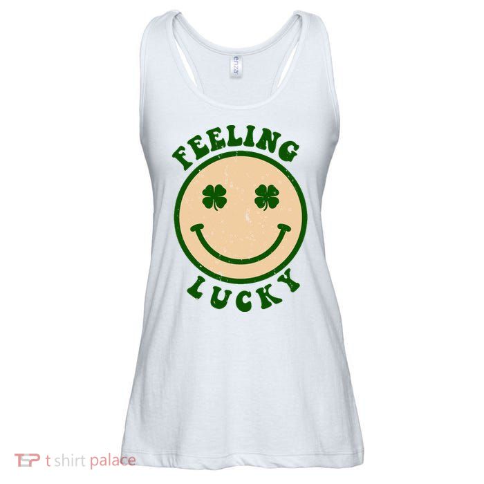 Shamrock Feeling Lucky Retro Smiley Ladies Essential Flowy Tank