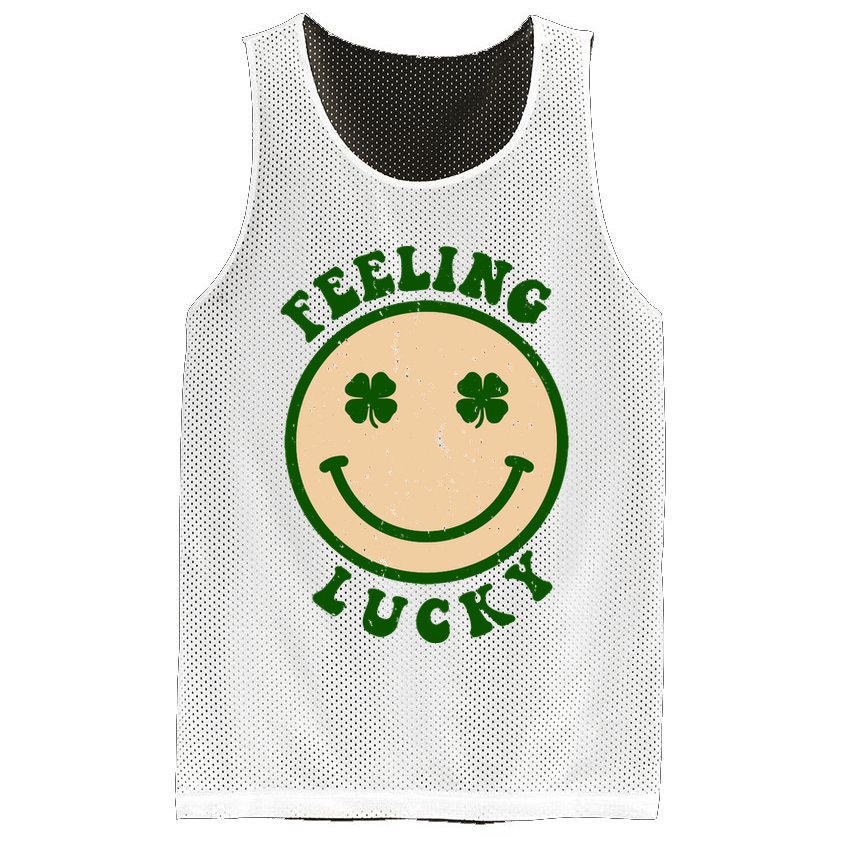Shamrock Feeling Lucky Retro Smiley Mesh Reversible Basketball Jersey Tank