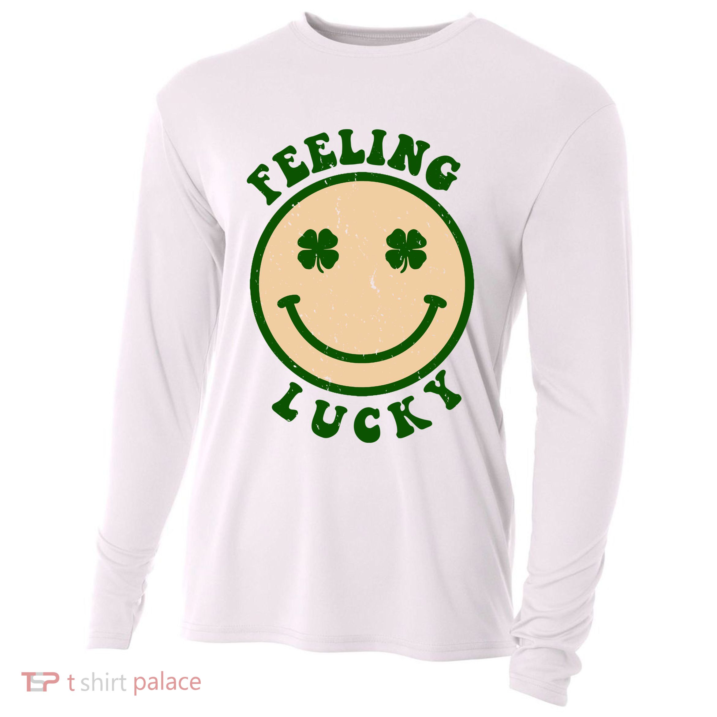 Shamrock Feeling Lucky Retro Smiley Cooling Performance Long Sleeve Crew
