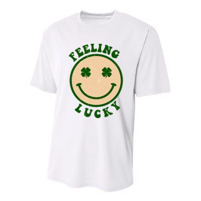 Shamrock Feeling Lucky Retro Smiley Youth Performance Sprint T-Shirt
