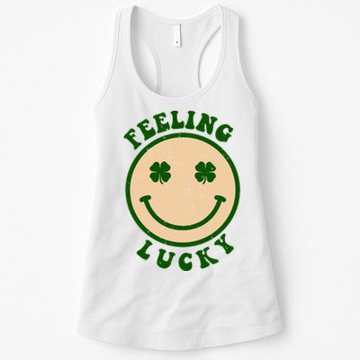 Shamrock Feeling Lucky Retro Smiley Womens Tank Top