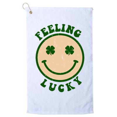 Shamrock Feeling Lucky Retro Smiley Golf Towel