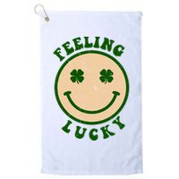 Shamrock Feeling Lucky Retro Smiley Golf Towel