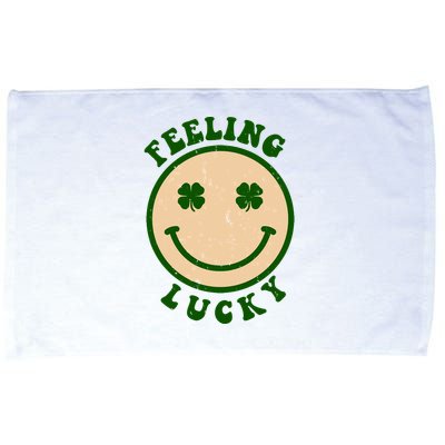 Shamrock Feeling Lucky Retro Smiley Microfiber Hand Towel