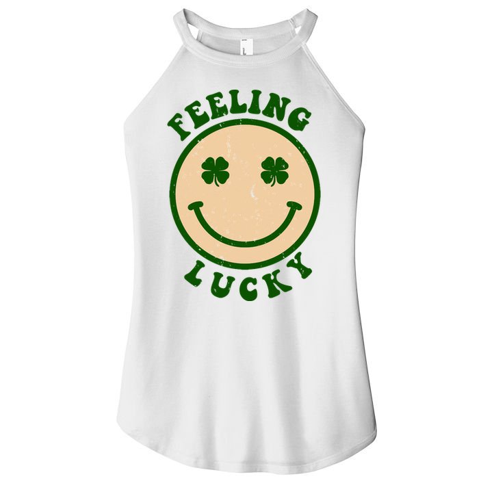 Shamrock Feeling Lucky Retro Smiley Women's Perfect Tri Rocker Tank