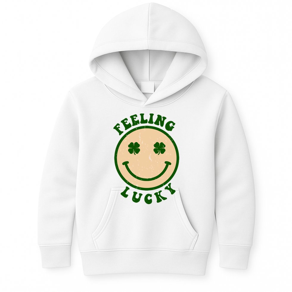 Shamrock Feeling Lucky Retro Smiley Kids Hoodie