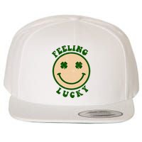 Shamrock Feeling Lucky Retro Smiley Wool Snapback Cap