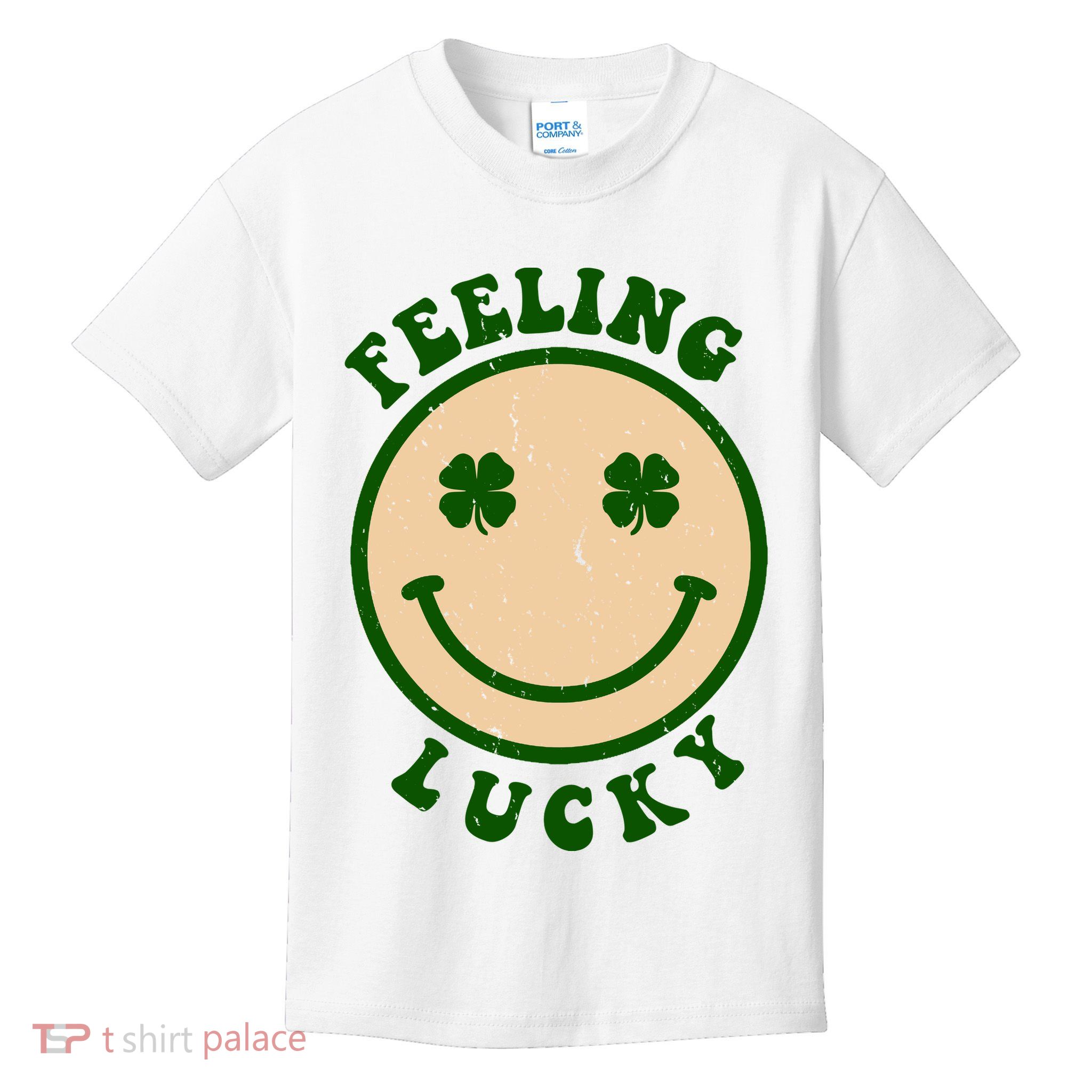 Shamrock Feeling Lucky Retro Smiley Kids T-Shirt