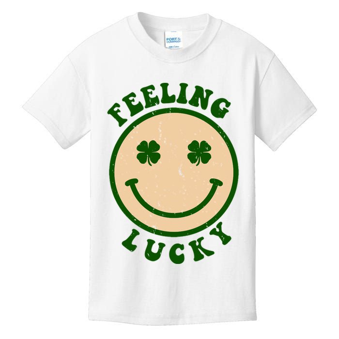 Shamrock Feeling Lucky Retro Smiley Kids T-Shirt